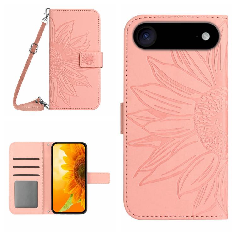 Skin Feel Sun Flower Embossed Flip Leather Phone Case with Lanyard, For iPhone Air, For iPhone 16 Pro Max - HoMEdemic™ 