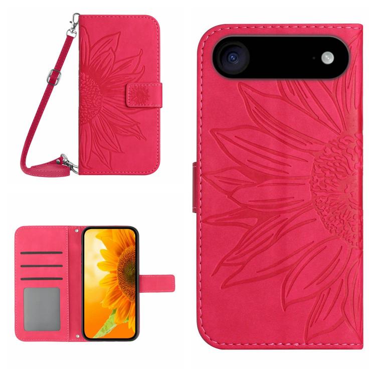 Skin Feel Sun Flower Embossed Flip Leather Phone Case with Lanyard, For iPhone Air, For iPhone 16 Pro Max - HoMEdemic™ 