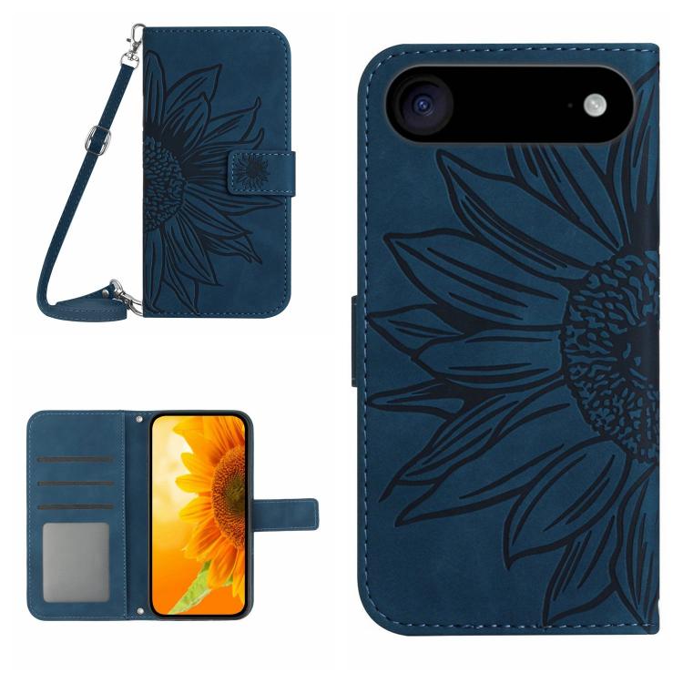 Skin Feel Sun Flower Embossed Flip Leather Phone Case with Lanyard, For iPhone Air, For iPhone 16 Pro Max - HoMEdemic™ 