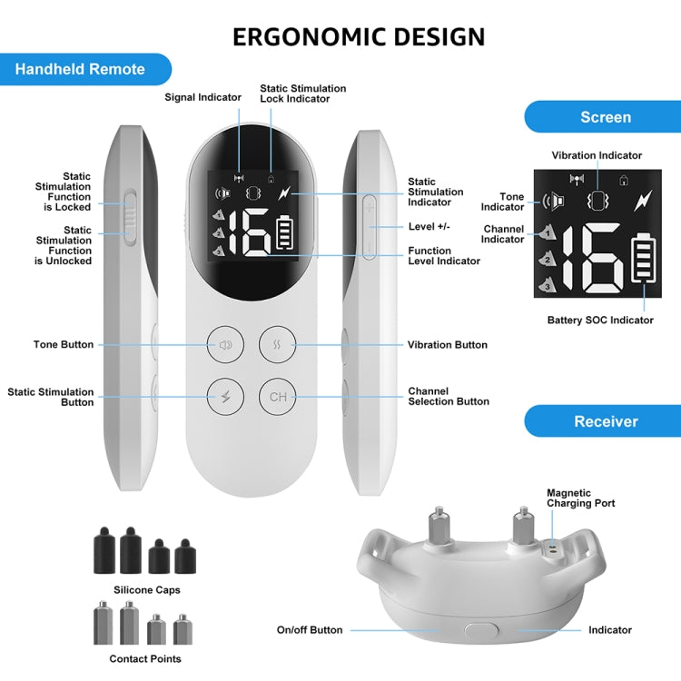 Smart Waterproof Shock Collar For Pets Remote Control Dog Training Device, Size: For-Two-Dog(White) - HoMEdemic™ 