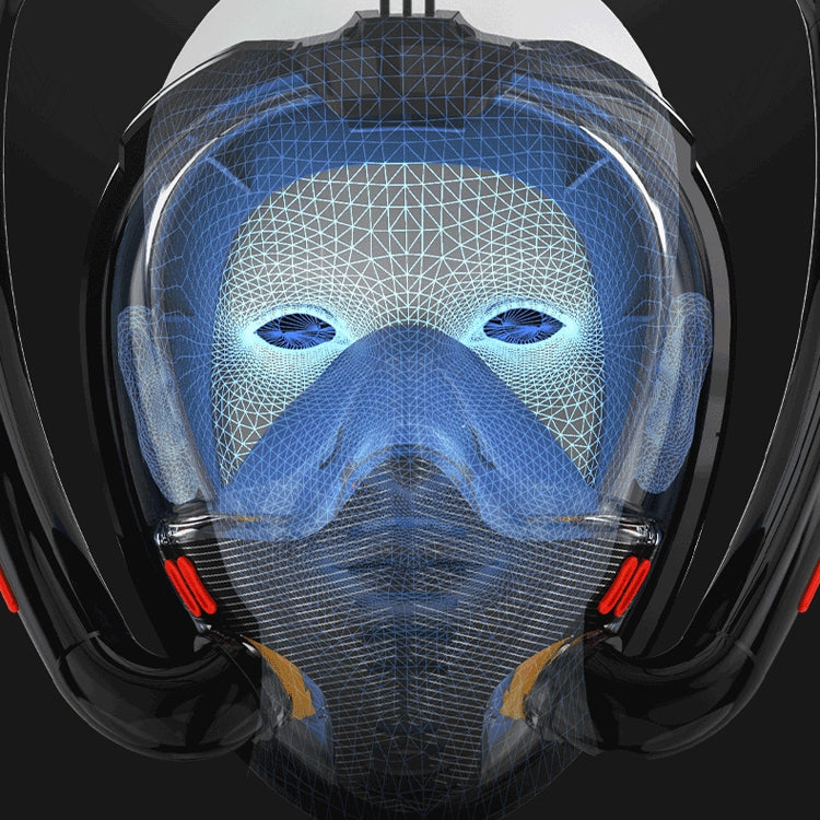 Snorkeling Mask Double Tube Silicone Full Dry Diving Mask Adult Swimming Mask Diving Goggles, Size: L/XL(Black/Blue) - HoMEdemic™ 