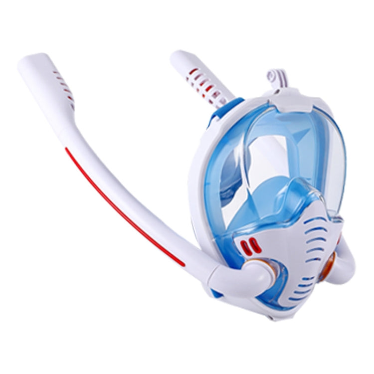 Snorkeling Mask Double Tube Silicone Full Dry Diving Mask Adult Swimming Mask Diving Goggles, Size: L/XL(White/Blue) - HoMEdemic™ 