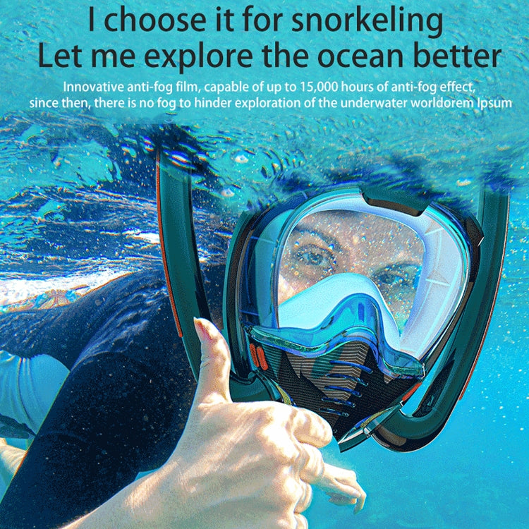 Snorkeling Mask Double Tube Silicone Full Dry Diving Mask Adult Swimming Mask Diving Goggles, Size: L/XL(White/Blue) - HoMEdemic™ 