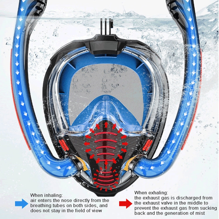 Snorkeling Mask Double Tube Silicone Full Dry Diving Mask Adult Swimming Mask Diving Goggles, Size: L/XL(White/Pink) - HoMEdemic™ 