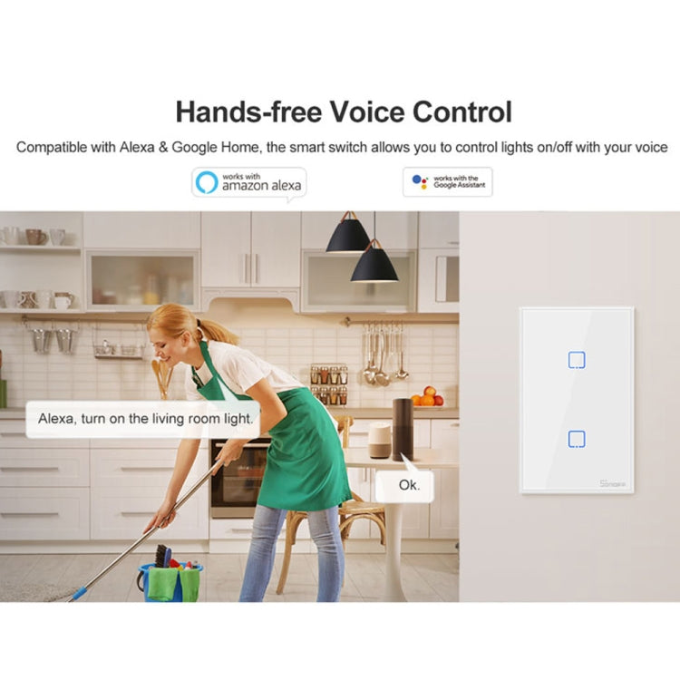 Sonoff T2 Touch 120mm Tempered Glass Panel Wall Switch Smart Home Light Touch Switch, Compatible with Alexa and Google Home, AC 100V-240V, US Plug, 120mm/ 1 US Plug - HoMEdemic™ 
