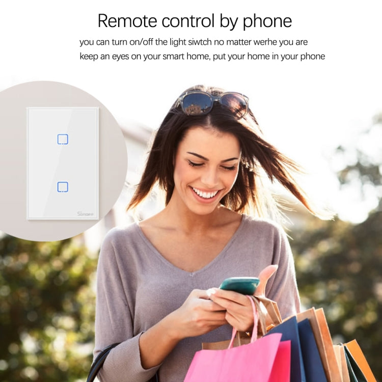 Sonoff T2 Touch 120mm Tempered Glass Panel Wall Switch Smart Home Light Touch Switch, Compatible with Alexa and Google Home, AC 100V-240V, US Plug, 120mm/ 2 US Plug - HoMEdemic™ 