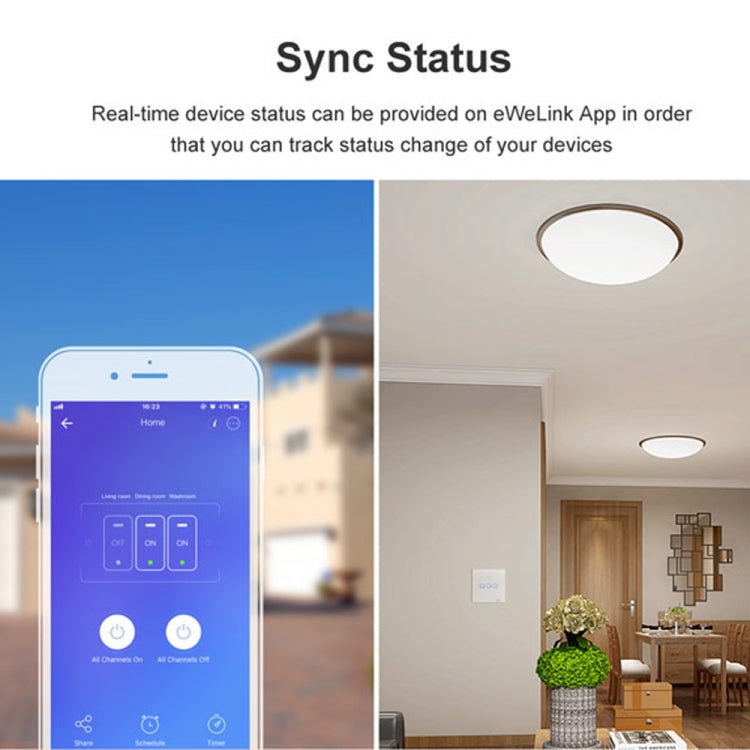 Sonoff T2 Touch 86mm Tempered Glass Panel Wall Switch Smart Home Light Touch Switch, Compatible with Alexa and Google Home, AC 100V-240V, EU Plug, 86mm/ 3 EU Plug - HoMEdemic™ 