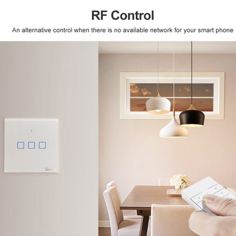 Sonoff T2 Touch 86mm Tempered Glass Panel Wall Switch Smart Home Light Touch Switch, Compatible with Alexa and Google Home, AC 100V-240V, EU Plug, 86mm/ 3 EU Plug - HoMEdemic™ 