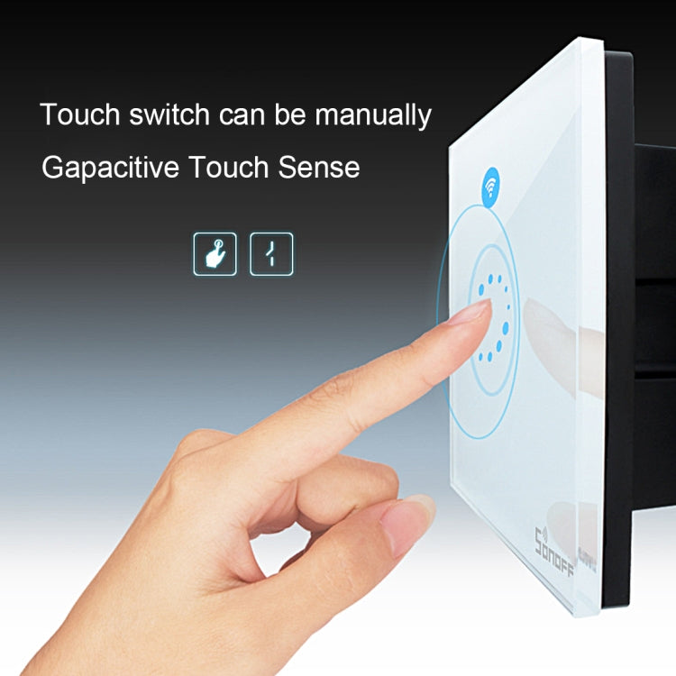 Sonoff  Touch 120mm 1 Gang Tempered Glass Panel Wall Switch Smart Home Light Touch Switch, Compatible with Alexa and Google Home, AC 90V-250V 400W 2A, 120mm - HoMEdemic™ 
