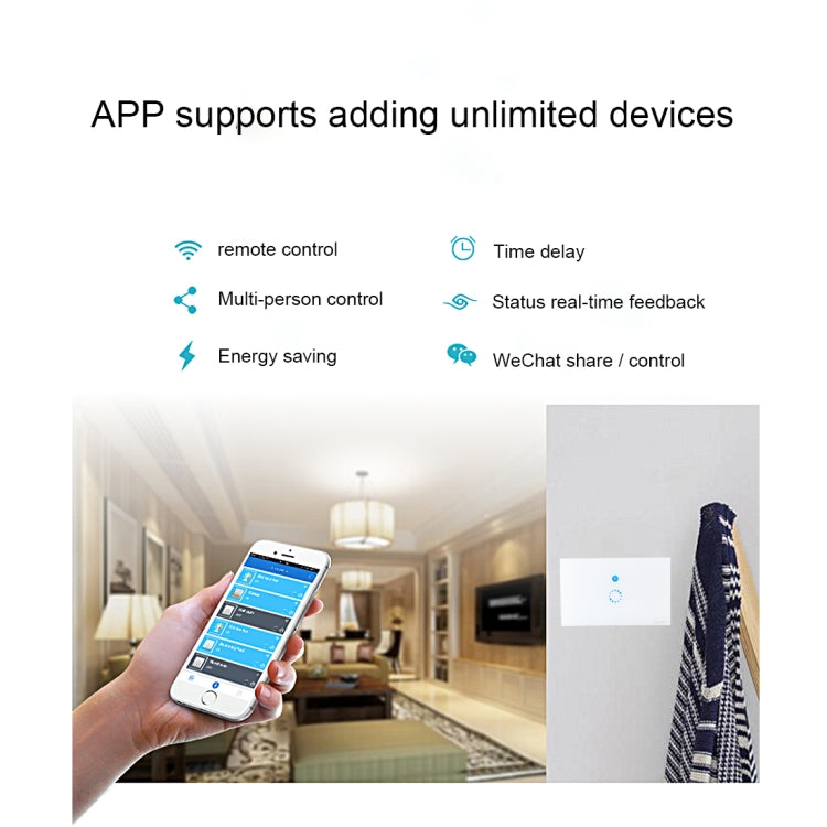Sonoff  Touch 120mm 1 Gang Tempered Glass Panel Wall Switch Smart Home Light Touch Switch, Compatible with Alexa and Google Home, AC 90V-250V 400W 2A, 120mm - HoMEdemic™ 