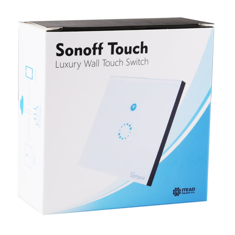 Sonoff  Touch 86mm 1 Gang Tempered Glass Panel Wall Switch Smart Home Light Touch Switch, Compatible with Alexa and Google Home, AC 90V-250V 400W 2A, 86mm - HoMEdemic™ 