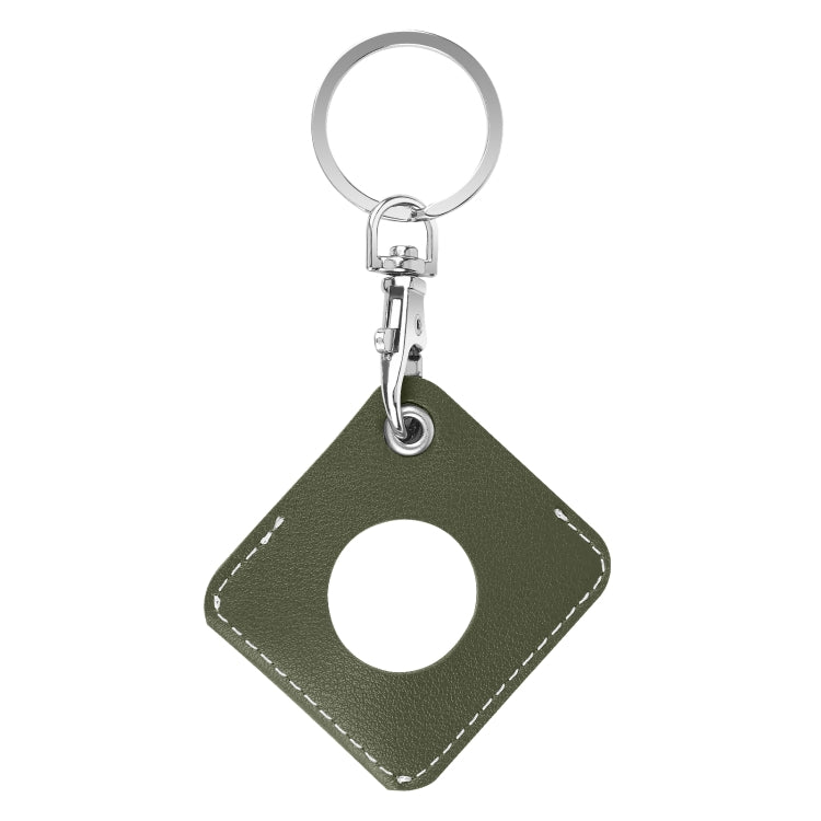 Square PU Leather Case Shockproof Anti-scratch Protective Cover with Keychain Ring Loop For AirTag 2nd Gen / AirTag 1st Gen(Army Green) - HoMEdemic™ 