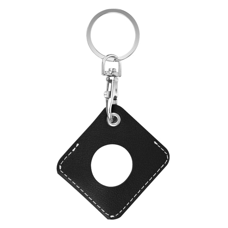 Square PU Leather Case Shockproof Anti-scratch Protective Cover with Keychain Ring Loop For AirTag 2nd Gen / AirTag 1st Gen(Black) - HoMEdemic™ 