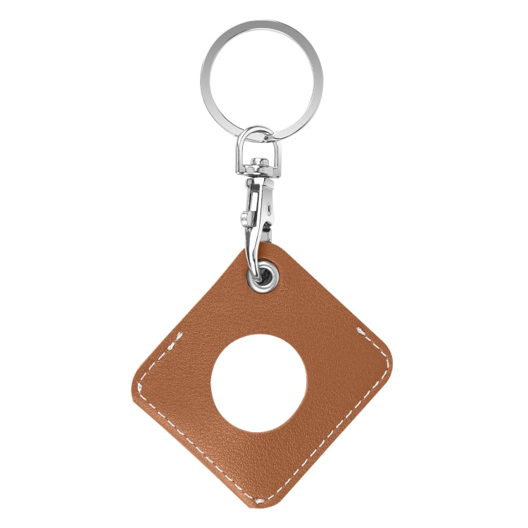 Square PU Leather Case Shockproof Anti-scratch Protective Cover with Keychain Ring Loop For  AirTag 2nd Gen / AirTag 1st Gen(Brown) - HoMEdemic™ 