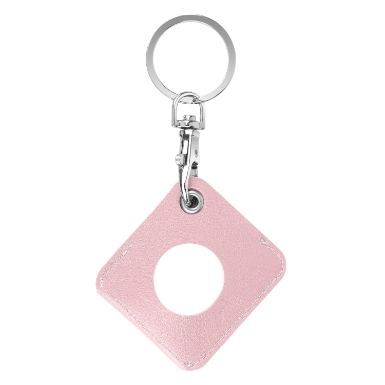 Square PU Leather Case Shockproof Anti-scratch Protective Cover with Keychain Ring Loop For AirTag 2nd Gen / AirTag 1st Gen(Cream Pink) - HoMEdemic™ 