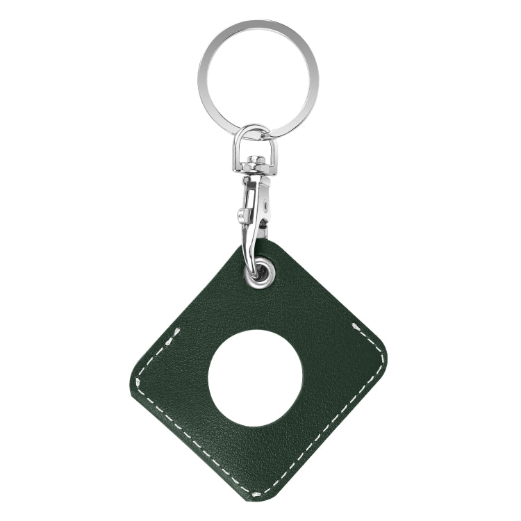 Square PU Leather Case Shockproof Anti-scratch Protective Cover with Keychain Ring Loop For AirTag 2nd Gen / AirTag 1st Gen(Deep Green) - HoMEdemic™ 
