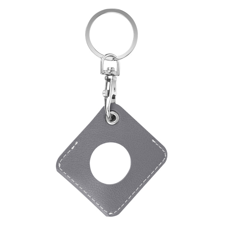 Square PU Leather Case Shockproof Anti-scratch Protective Cover with Keychain Ring Loop For AirTag 2nd Gen / AirTag 1st Gen(Grey) - HoMEdemic™ 