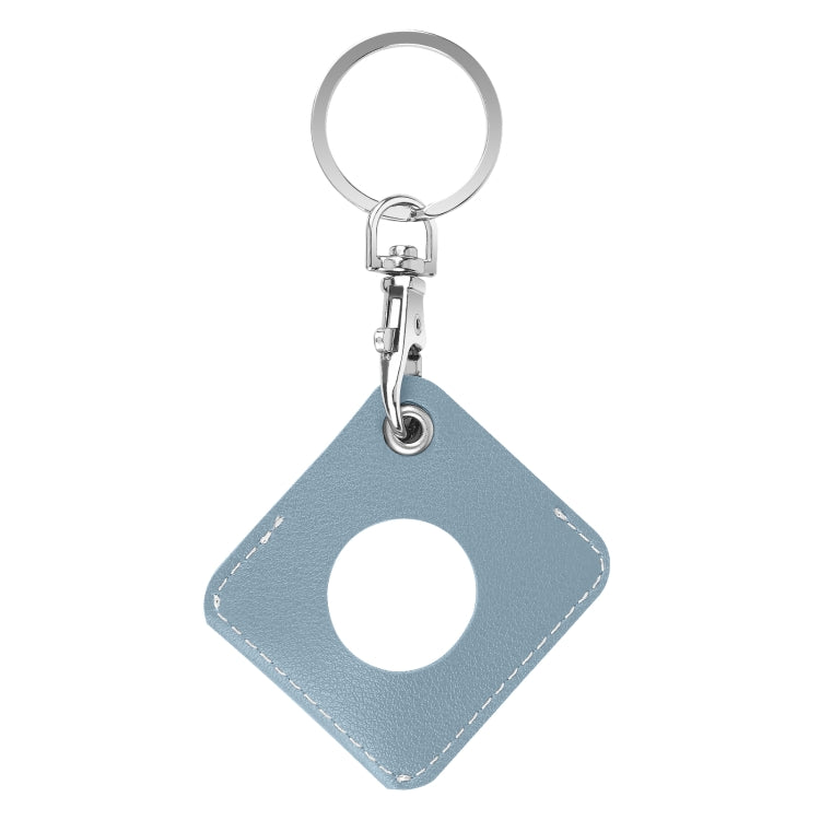 Square PU Leather Case Shockproof Anti-scratch Protective Cover with Keychain Ring Loop For AirTag 2nd Gen / AirTag 1st Gen(Haze Blue) - HoMEdemic™ 