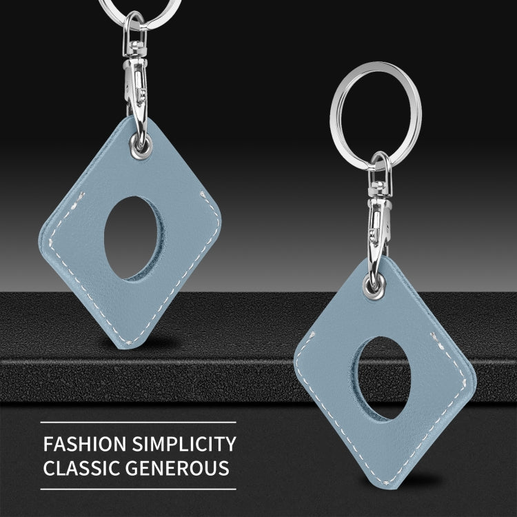 Square PU Leather Case Shockproof Anti-scratch Protective Cover with Keychain Ring Loop For AirTag 2nd Gen / AirTag 1st Gen(Haze Blue) - HoMEdemic™ 