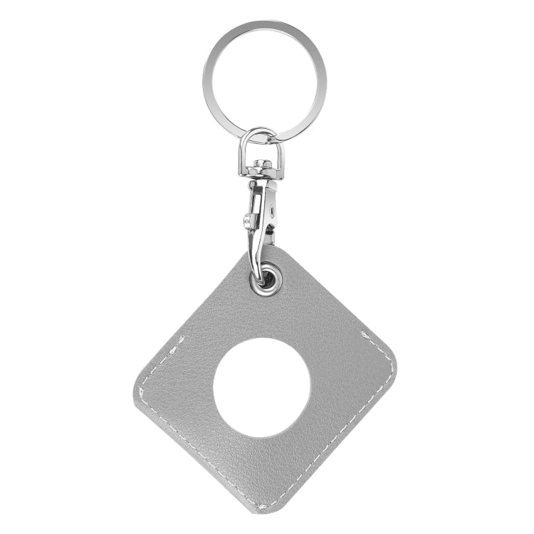 Square PU Leather Case Shockproof Anti-scratch Protective Cover with Keychain Ring Loop For AirTag 2nd Gen / AirTag 1st Gen(Light Grey) - HoMEdemic™ 