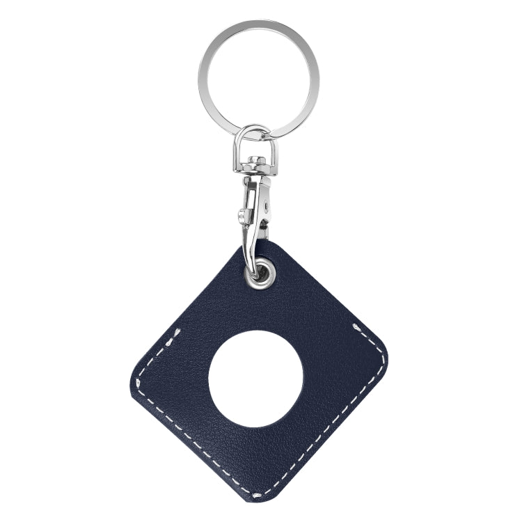 Square PU Leather Case Shockproof Anti-scratch Protective Cover with Keychain Ring Loop For AirTag 2nd Gen / AirTag 1st Gen(Night Blue) - HoMEdemic™ 