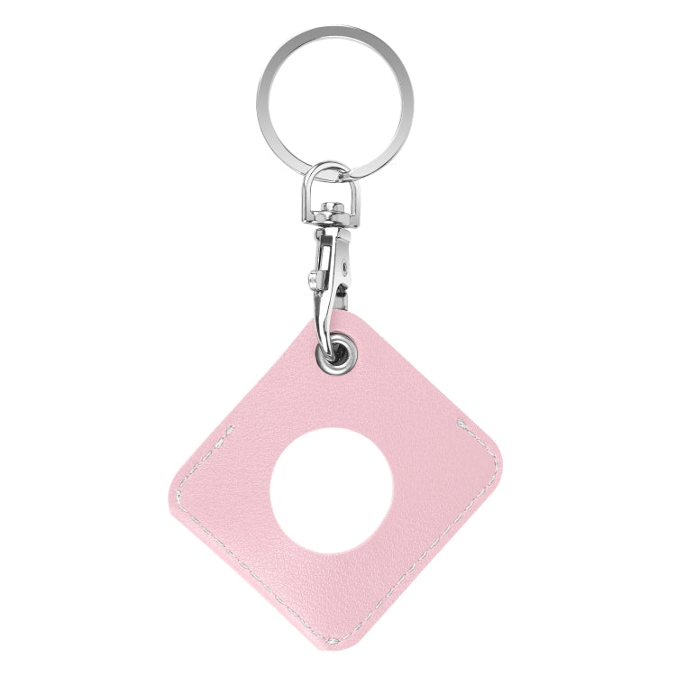 Square PU Leather Case Shockproof Anti-scratch Protective Cover with Keychain Ring Loop For AirTag 2nd Gen / AirTag 1st Gen(Pink) - HoMEdemic™ 