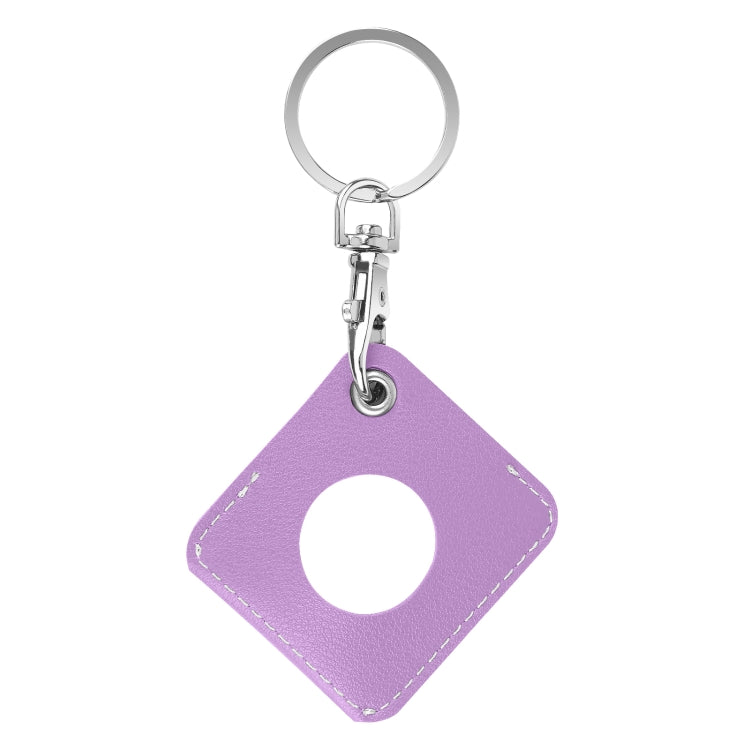 Square PU Leather Case Shockproof Anti-scratch Protective Cover with Keychain Ring Loop For AirTag 2nd Gen / AirTag 1st Gen(Purple) - HoMEdemic™ 