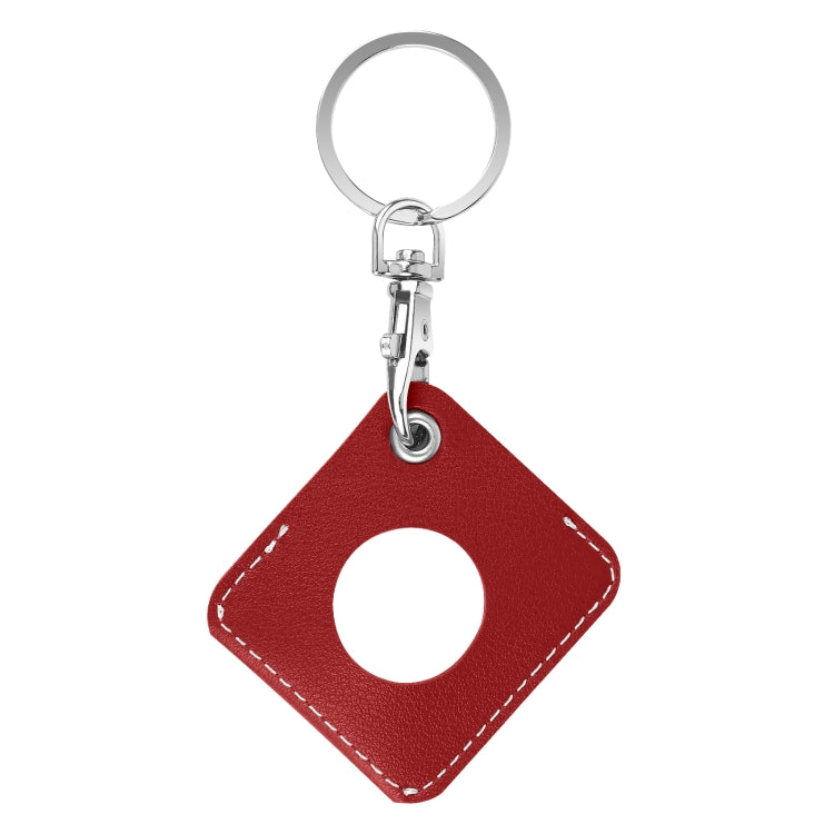 Square PU Leather Case Shockproof Anti-scratch Protective Cover with Keychain Ring Loop For AirTag 2nd Gen / AirTag 1st Gen(Red) - HoMEdemic™ 