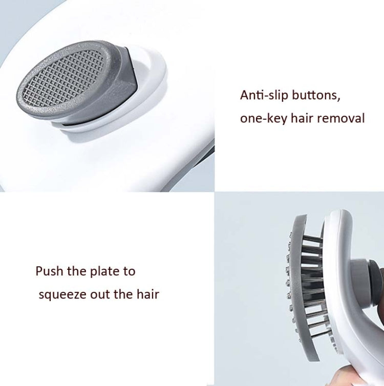 Stainless Steel Needle Automatic Cleaning Pet Hair Removal Dog Brush Pet Comb(Gray Fine Needle) - HoMEdemic™ 