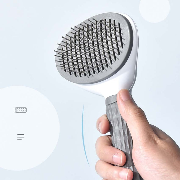 Stainless Steel Needle Automatic Cleaning Pet Hair Removal Dog Brush Pet Comb(Gray Fine Needle) - HoMEdemic™ 