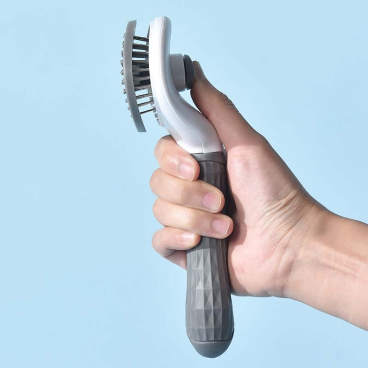 Stainless Steel Needle Automatic Cleaning Pet Hair Removal Dog Brush Pet Comb(Gray Fine Needle) - HoMEdemic™ 