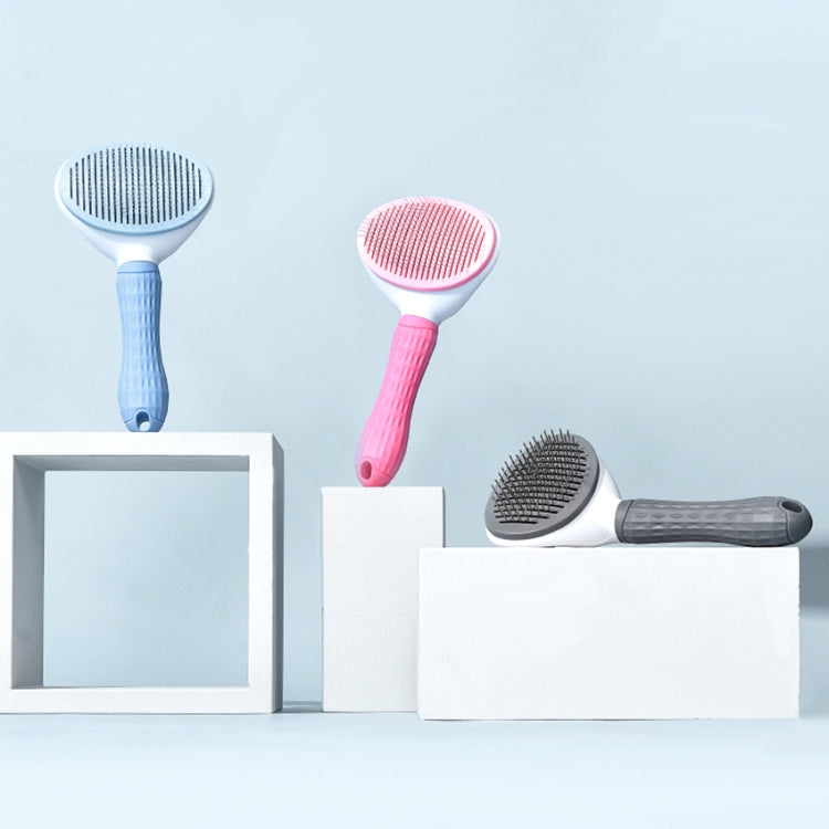 Stainless Steel Needle Automatic Cleaning Pet Hair Removal Dog Brush Pet Comb(Gray Fine Needle) - HoMEdemic™ 