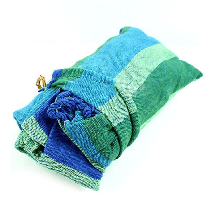 Stripe Outdoor Canvas Hammock Dual People Widening Swing Bed, Size: 190cm x 150cm, 190cm x 150cm (Blue), 190cm x 150cm (Red+Yellow), 200 x 150cm (Blue+Yellow) - HoMEdemic™ 