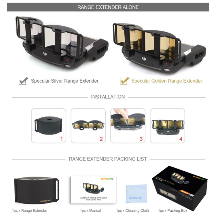 Sunnylife MV-ZC601 For DJI Mavic Air / DJI Mavic Mini Remote Control Hood Mirror Range Extender(Gold) - HoMEdemic™ 