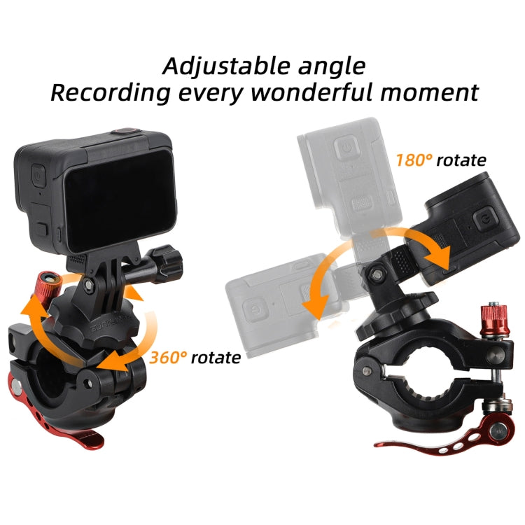 Sunnylife Sports Camera Universal Bicycle Clamp 360 Rotation 19-35mm Clip for DJI Action / Insta360 / GoPro (Black) - HoMEdemic™ 