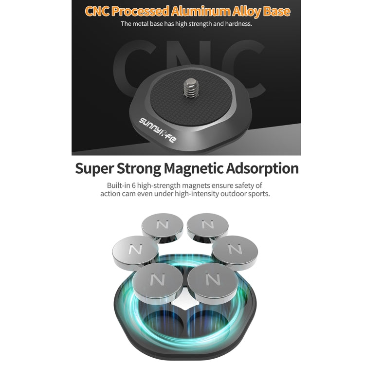 Sunnylife Universal Metal Magnetic Base 1/4 inch Adapter Aluminium Alloy Pivot Stand Base (Black) - HoMEdemic™ 