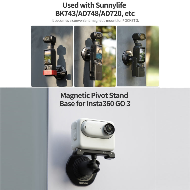 Sunnylife Universal Metal Magnetic Base 1/4 inch Adapter Aluminium Alloy Pivot Stand Base (Black) - HoMEdemic™ 