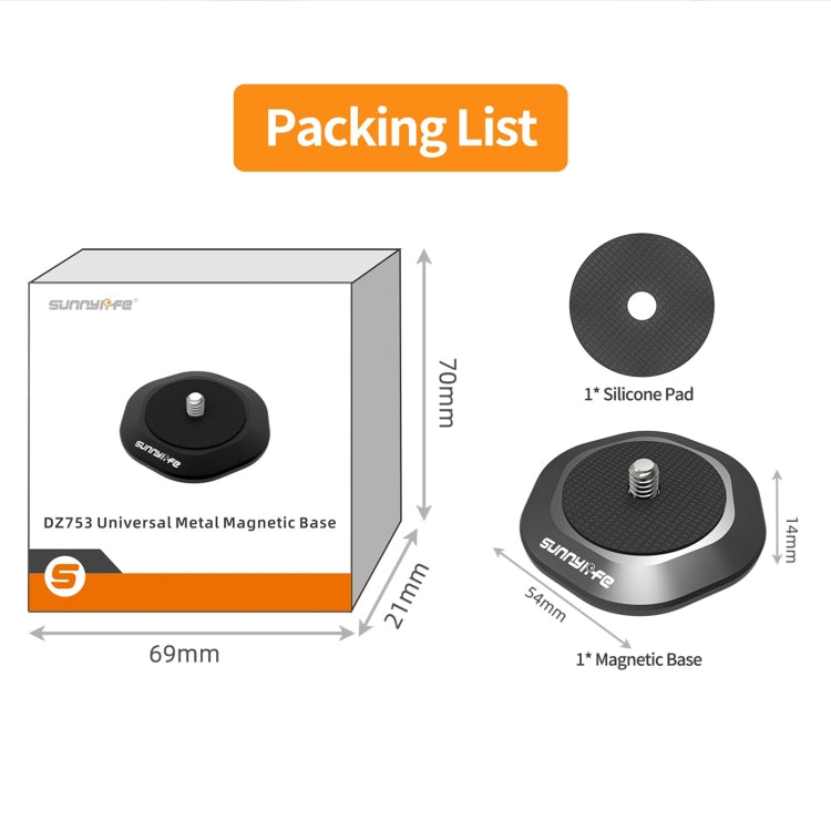 Sunnylife Universal Metal Magnetic Base 1/4 inch Adapter Aluminium Alloy Pivot Stand Base (Black) - HoMEdemic™ 