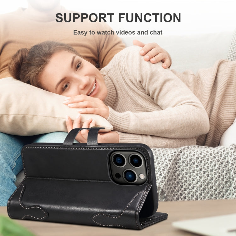 Suteni Calf Texture Buckle Wallet Leather Phone Case For iPhone 14 Pro Max(Black) - HoMEdemic™ 