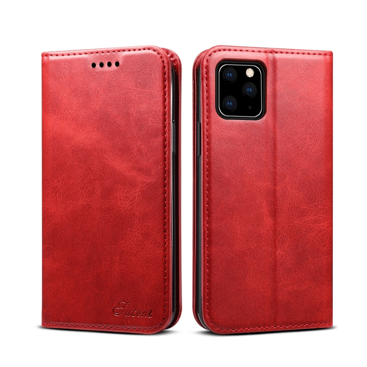 Suteni Calf Texture Horizontal Flip Leather Case with Holder & Card Slots & Wallet for iPhone 11 Pro Max(Red) - HoMEdemic™ 