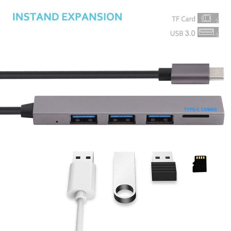T-809B TF Card Reader + 3 x USB 3.0 Ports to USB-C / Type-C HUB Converter, Cable Length: 13cm - HoMEdemic™ 