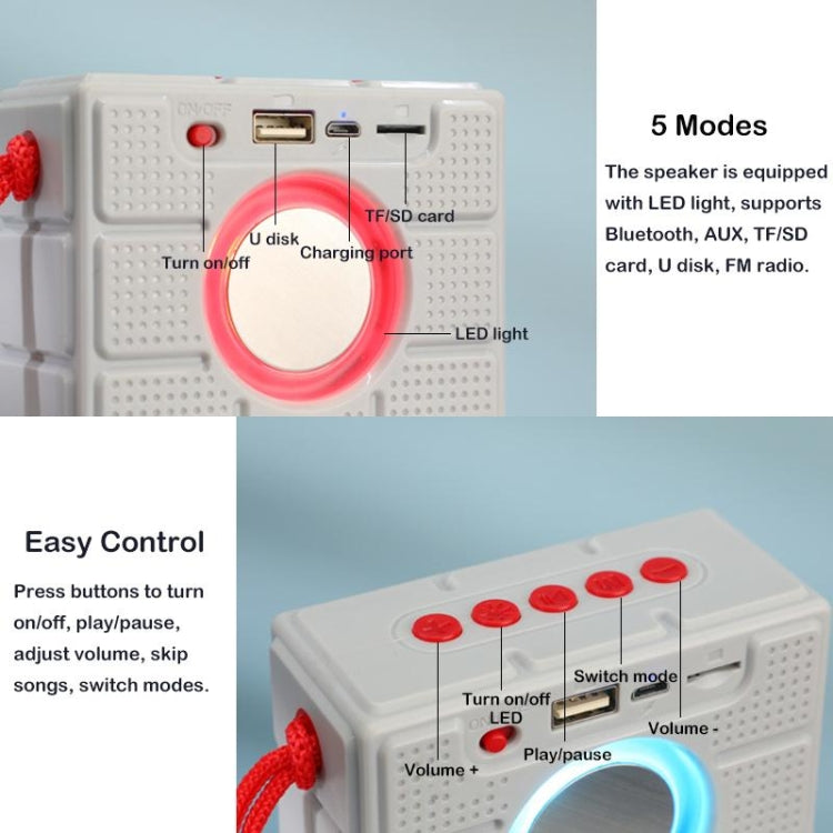 T&G TG311 LED Flashlight Portable Bluetooth Speaker, Support TF Card / FM / 3.5mm AUX / U Disk(Red) - HoMEdemic™ 
