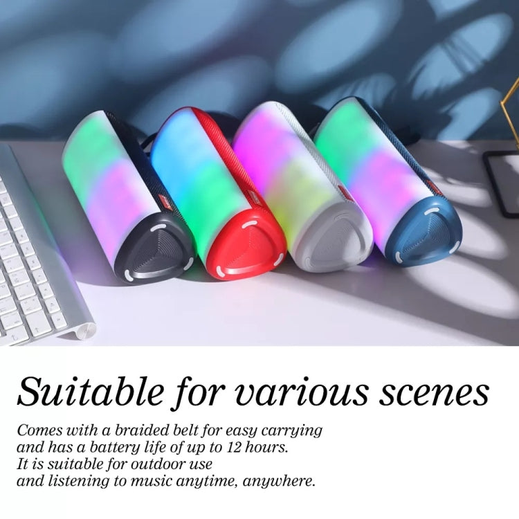 T&G TG357 Portable Wireless Bluetooth Speaker Outdoor Subwoofer with RGB Colorful Light & TWS(Grey) - HoMEdemic™ 