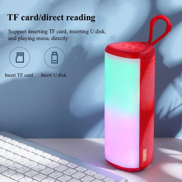 T&G TG357 Portable Wireless Bluetooth Speaker Outdoor Subwoofer with RGB Colorful Light & TWS(Red) - HoMEdemic™ 