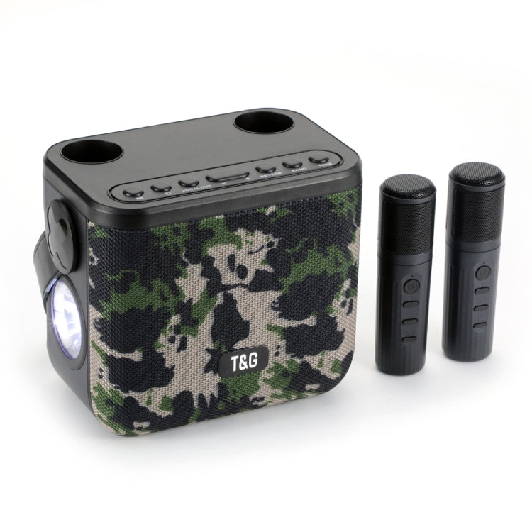 T&G TG545DK Home Handheld Dual-microphone KTV Wireless Bluetooth Speaker with Flashlight(Camouflage) - HoMEdemic™ 
