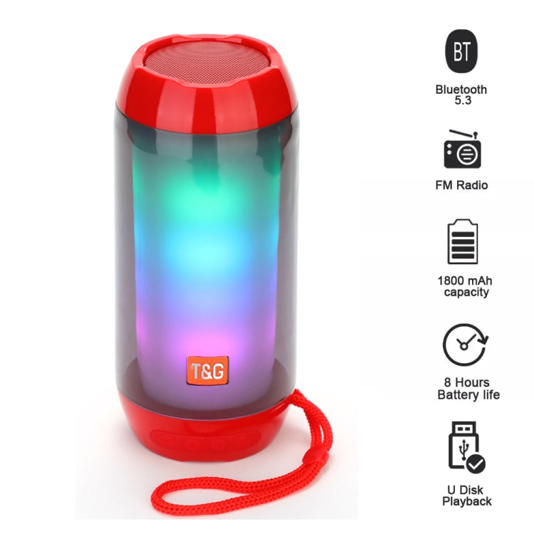 T&G TG643 Portable LED Light Waterproof Subwoofer Wireless Bluetooth Speaker(Blue) - HoMEdemic™ 