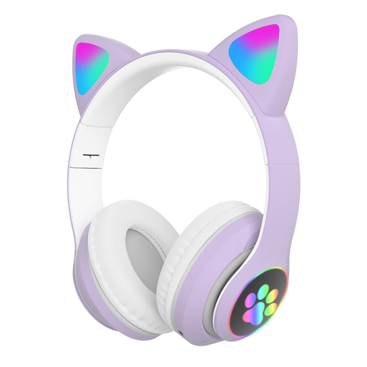 T&G TN-28 3.5mm Bluetooth 5.0 Dual Connection RGB Cat Ear Bass Stereo Noise-cancelling Headphones Support TF Card With Mic(Purple) - HoMEdemic™ 