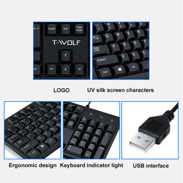 T-WOLF 104-keys USB Computer Office Home Wired Keyboard(T15) - HoMEdemic™ 