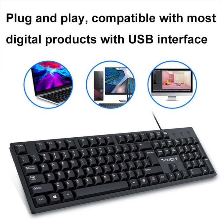 T-WOLF 104-keys USB Computer Office Home Wired Keyboard(T15) - HoMEdemic™ 