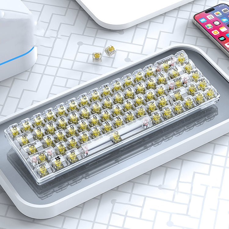 T-WOLF T40 68-Keys RGB Mixed Light Office Gaming Transparent Mechanical Keyboard(Yellow) - HoMEdemic™ 
